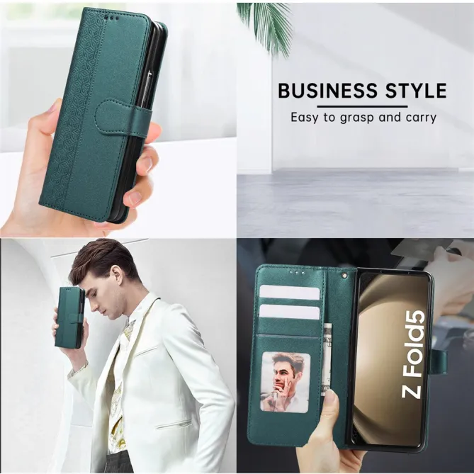 Housse Samsung Galaxy Z Fold8 Ultra losanges embossés avec dragonne Bleu Paon - photo 8