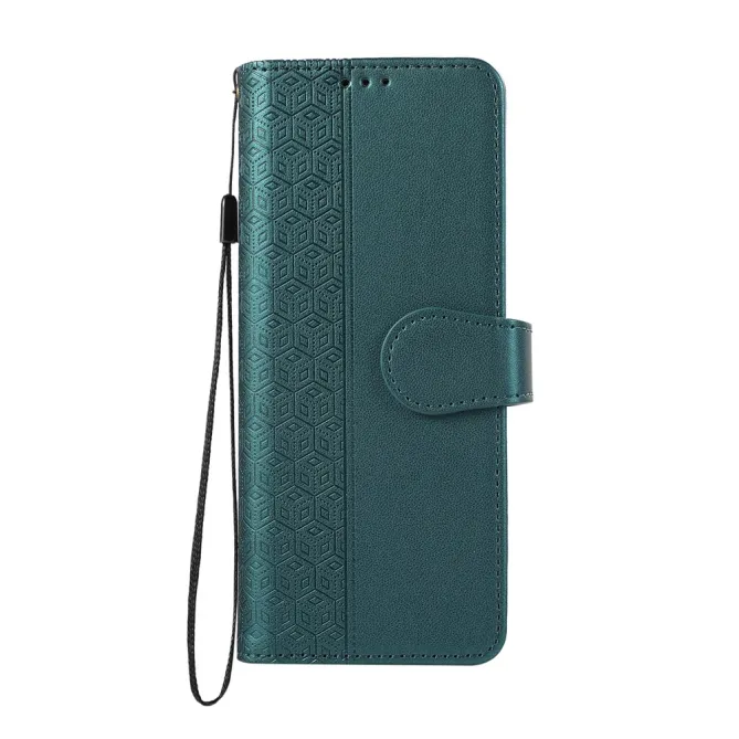 Housse Samsung Galaxy Z Fold8 Ultra losanges embossés avec dragonne Bleu Paon - photo 11