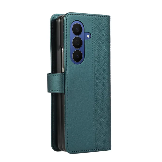 Housse Samsung Galaxy Z Fold8 Ultra losanges embossés avec dragonne Bleu Paon - photo 12
