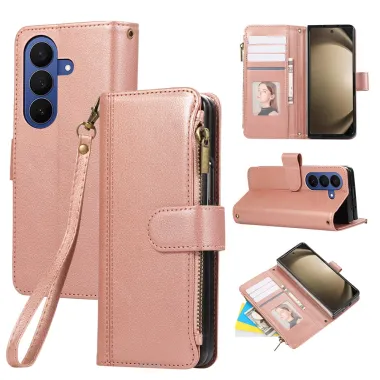 Housse Samsung Galaxy Z Fold8 Ultra zippée multi-cartes avec dragonne Or Rose