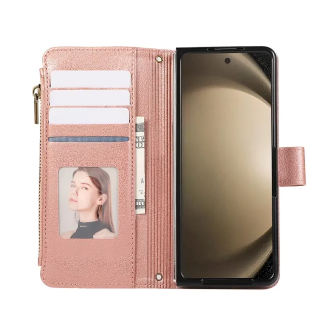 Housse Samsung Galaxy Z Fold8 Ultra zippée multi-cartes avec dragonne Or Rose - photo 2