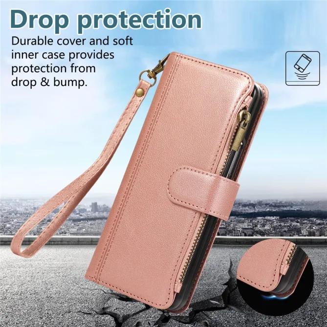 Housse Samsung Galaxy Z Fold8 Ultra zippée multi-cartes avec dragonne Or Rose - photo 6