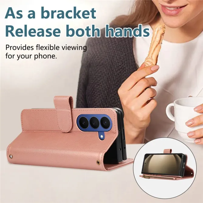 Housse Samsung Galaxy Z Fold8 Ultra zippée multi-cartes avec dragonne Or Rose - photo 7