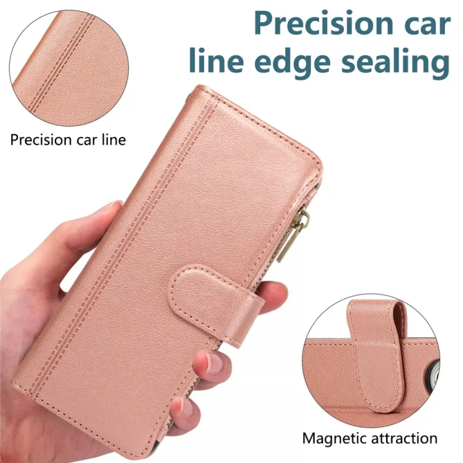 Housse Samsung Galaxy Z Fold8 Ultra zippée multi-cartes avec dragonne Or Rose - photo 8