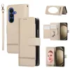 Housse Samsung Galaxy Z Fold 8 Ultra Portefeuille avec Miroir et Dragonne Beige