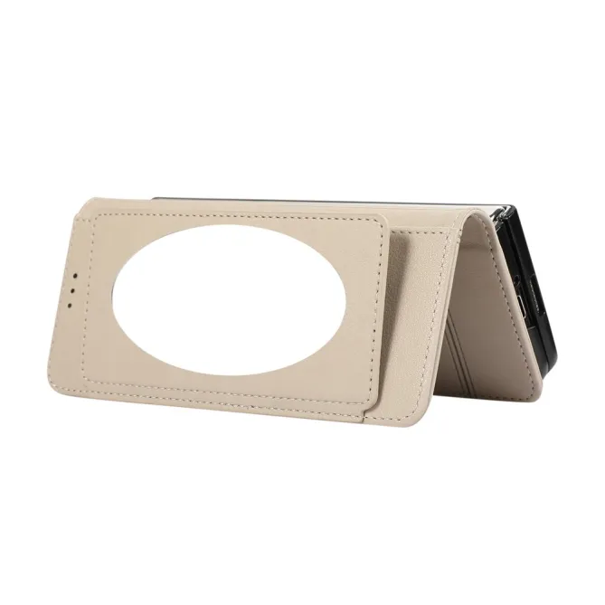 Housse Samsung Galaxy Z Fold 8 Ultra Portefeuille avec Miroir et Dragonne Beige - photo 5