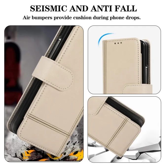 Housse Samsung Galaxy Z Fold 8 Ultra Portefeuille avec Miroir et Dragonne Beige - photo 10