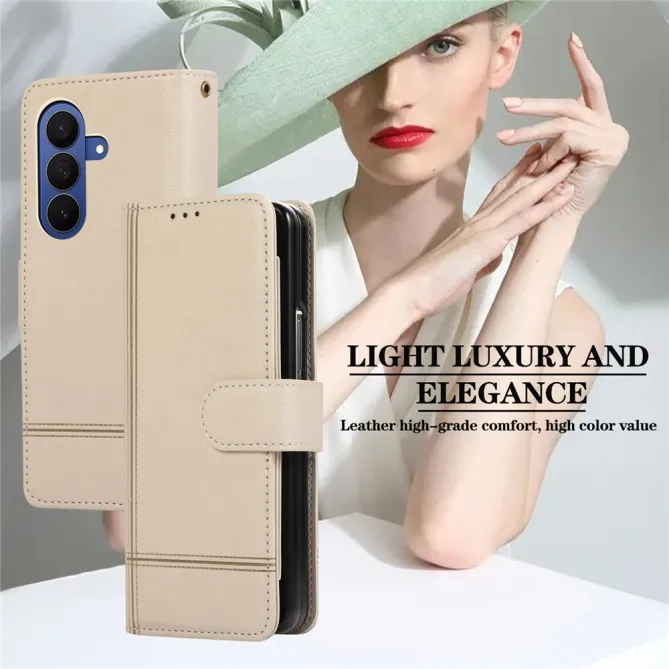 Housse Samsung Galaxy Z Fold 8 Ultra Portefeuille avec Miroir et Dragonne Beige - photo 12