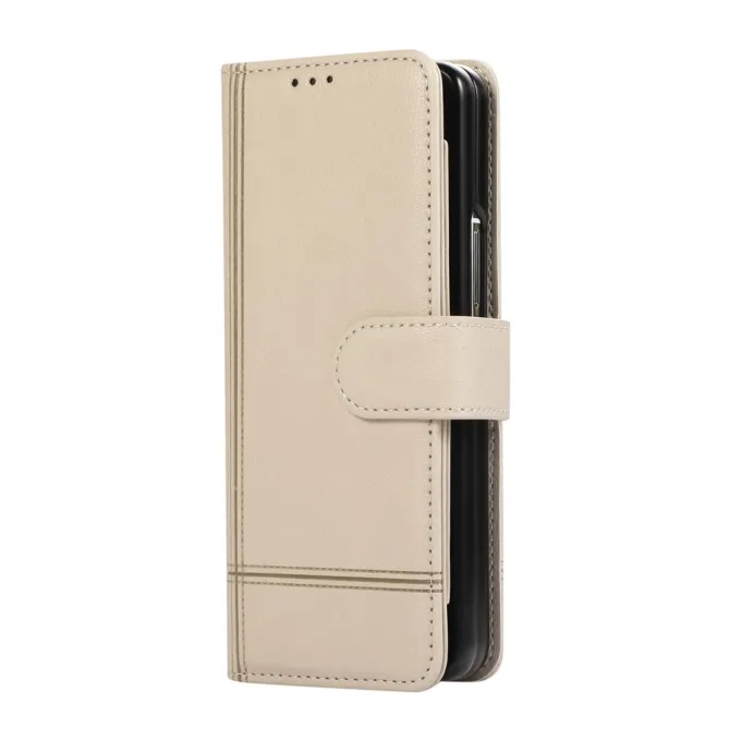 Housse Samsung Galaxy Z Fold 8 Ultra Portefeuille avec Miroir et Dragonne Beige - photo 14