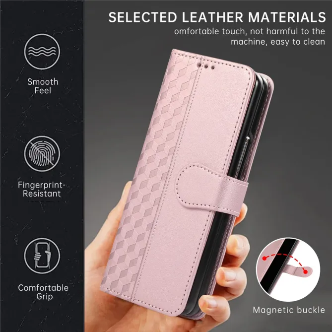 Housse Samsung Galaxy Z Fold8 Ultra losanges 3D avec dragonne Or Rose - photo 4