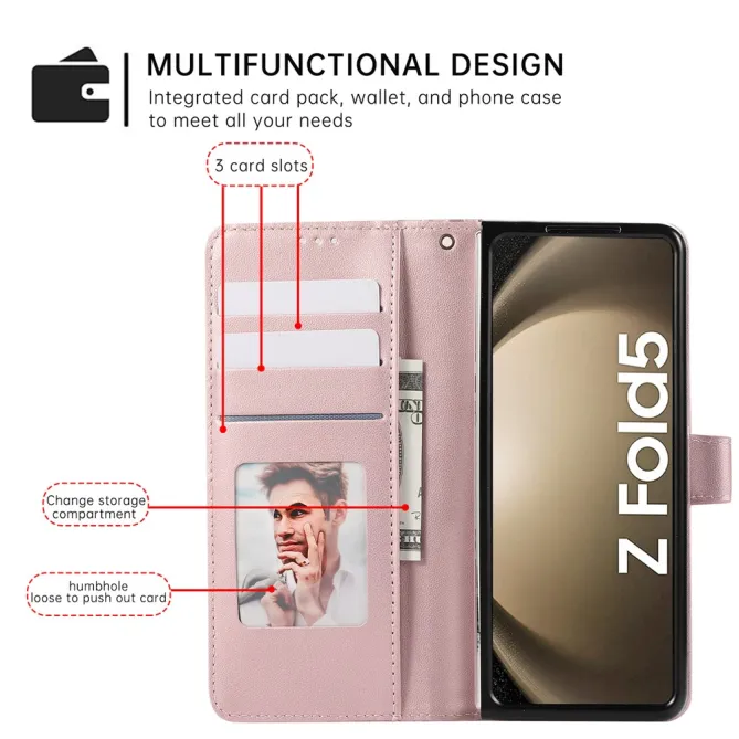 Housse Samsung Galaxy Z Fold8 Ultra losanges 3D avec dragonne Or Rose - photo 6