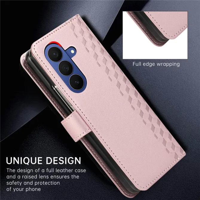 Housse Samsung Galaxy Z Fold8 Ultra losanges 3D avec dragonne Or Rose - photo 7