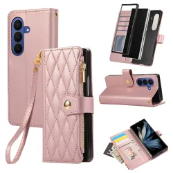 Housse Samsung Galaxy Z Fold8 Ultra matelassée avec zip latéral Or Rose