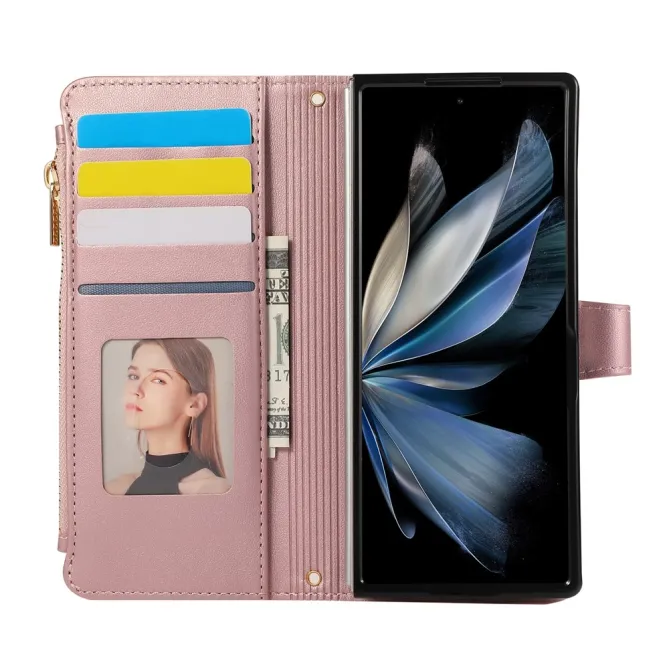 Housse Samsung Galaxy Z Fold8 Ultra matelassée avec zip latéral Or Rose - photo 4