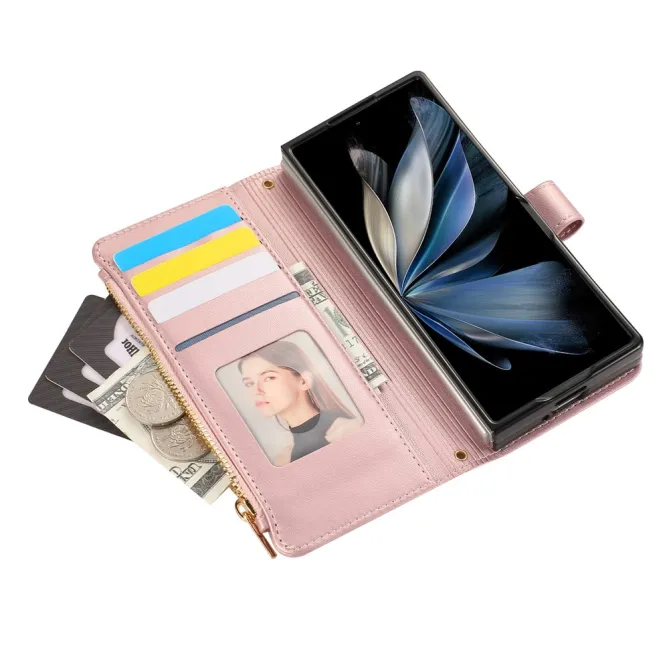 Housse Samsung Galaxy Z Fold8 Ultra matelassée avec zip latéral Or Rose - photo 5