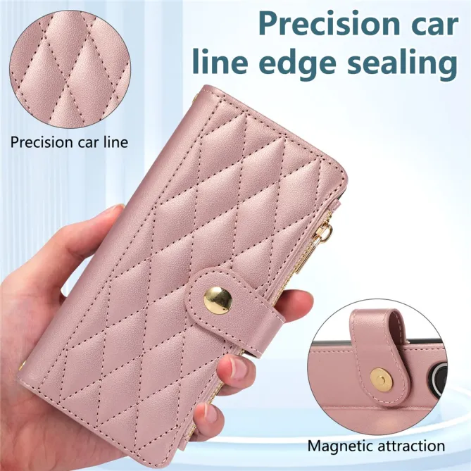 Housse Samsung Galaxy Z Fold8 Ultra matelassée avec zip latéral Or Rose - photo 12
