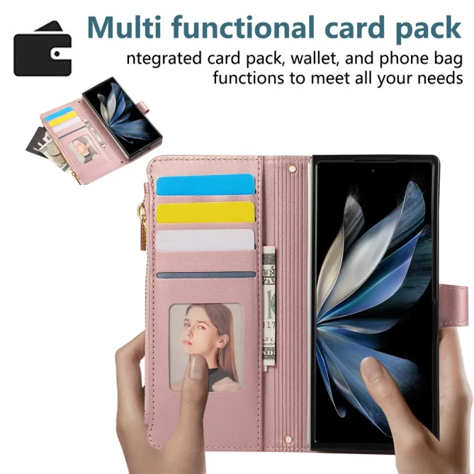 Housse Samsung Galaxy Z Fold8 Ultra matelassée avec zip latéral Or Rose - photo 13