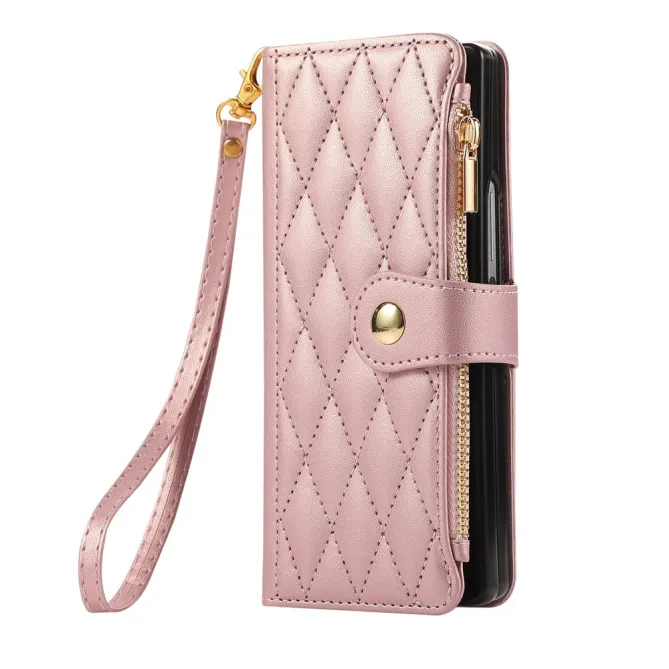 Housse Samsung Galaxy Z Fold8 Ultra matelassée avec zip latéral Or Rose - photo 16