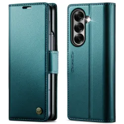 Housse Samsung Galaxy Z Fold8 Ultra anti RFID double fermoir Bleu Paon
