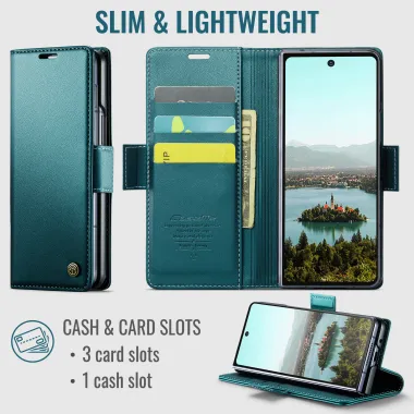 Housse Samsung Galaxy Z Fold8 Ultra anti RFID double fermoir Bleu Paon - photo 2