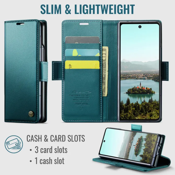Housse Samsung Galaxy Z Fold8 Ultra anti RFID double fermoir Bleu Paon - photo 2