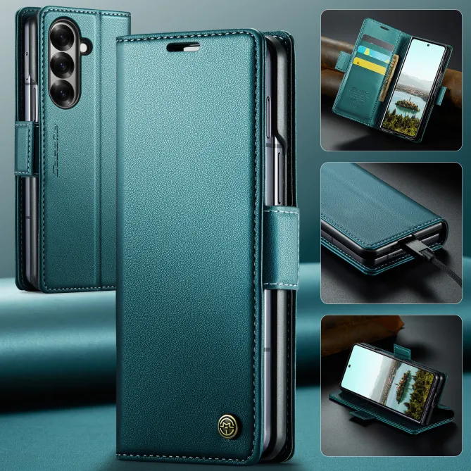 Housse Samsung Galaxy Z Fold8 Ultra anti RFID double fermoir Bleu Paon - photo 6