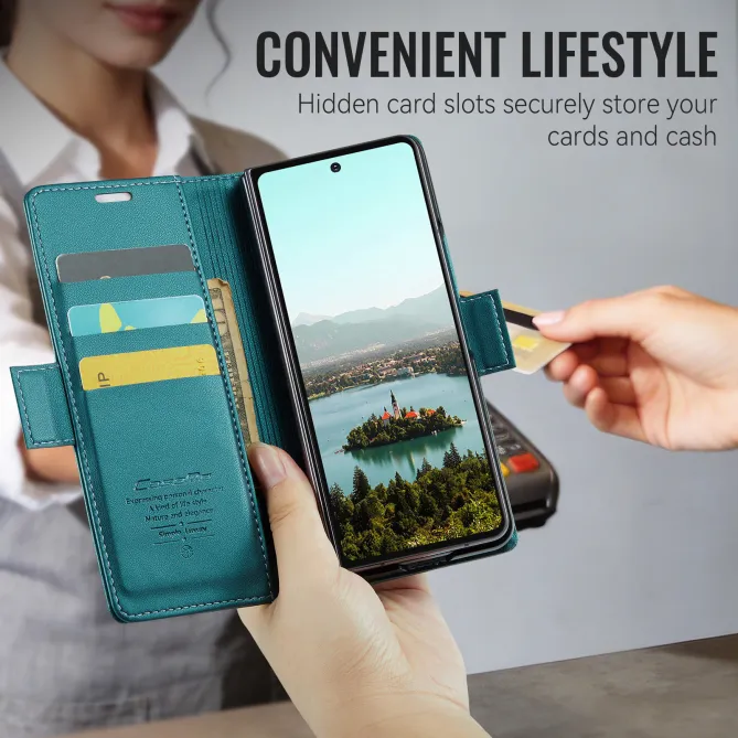 Housse Samsung Galaxy Z Fold8 Ultra anti RFID double fermoir Bleu Paon - photo 7