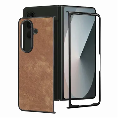 Coque Samsung Galaxy Z Fold8 Ultra slim simili cuir rétro Marron - photo 2