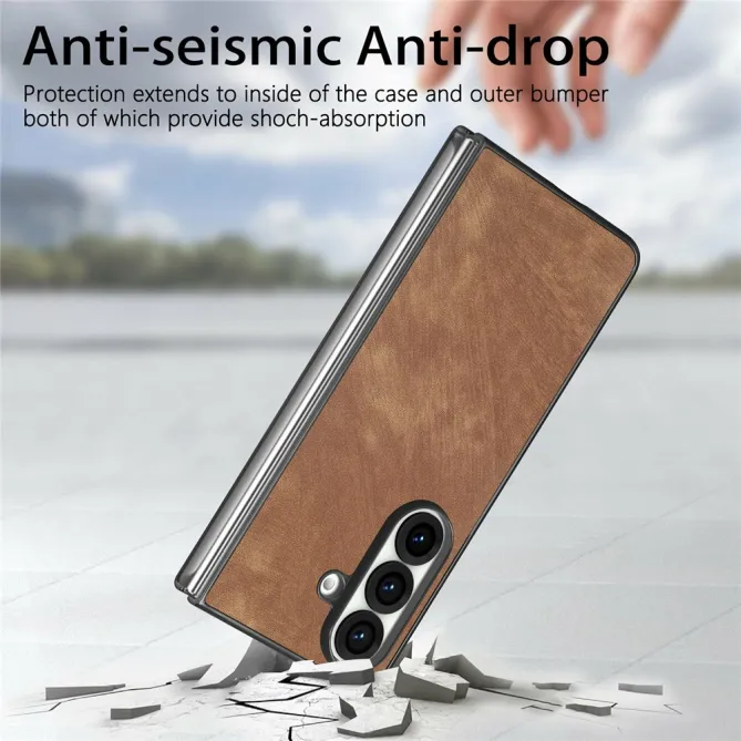 Coque Samsung Galaxy Z Fold8 Ultra slim simili cuir rétro Marron - photo 4