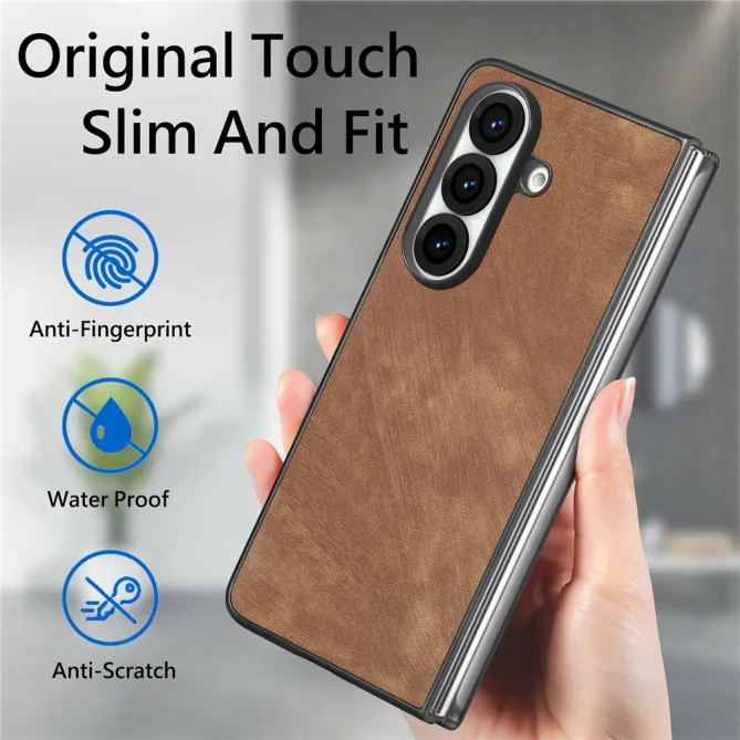 Coque Samsung Galaxy Z Fold8 Ultra slim simili cuir rétro Marron - photo 5