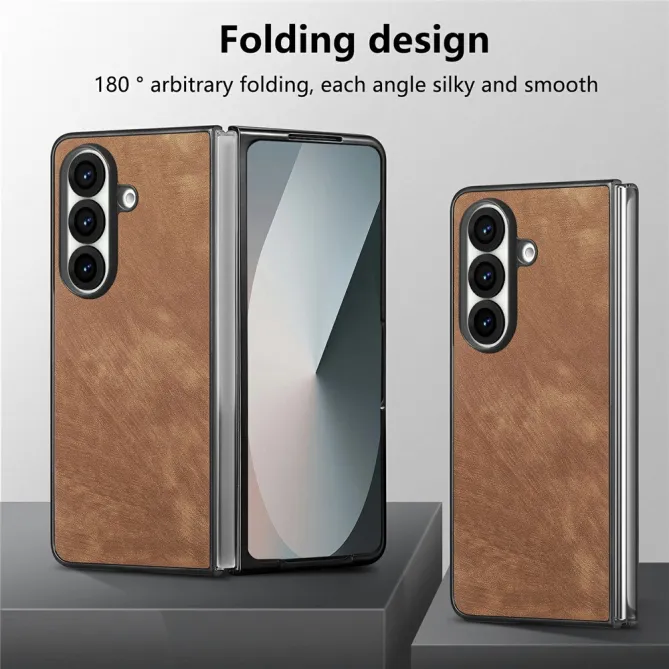 Coque Samsung Galaxy Z Fold8 Ultra slim simili cuir rétro Marron - photo 6