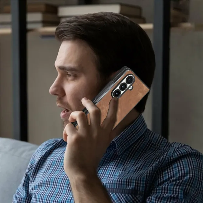 Coque Samsung Galaxy Z Fold8 Ultra slim simili cuir rétro Marron - photo 7