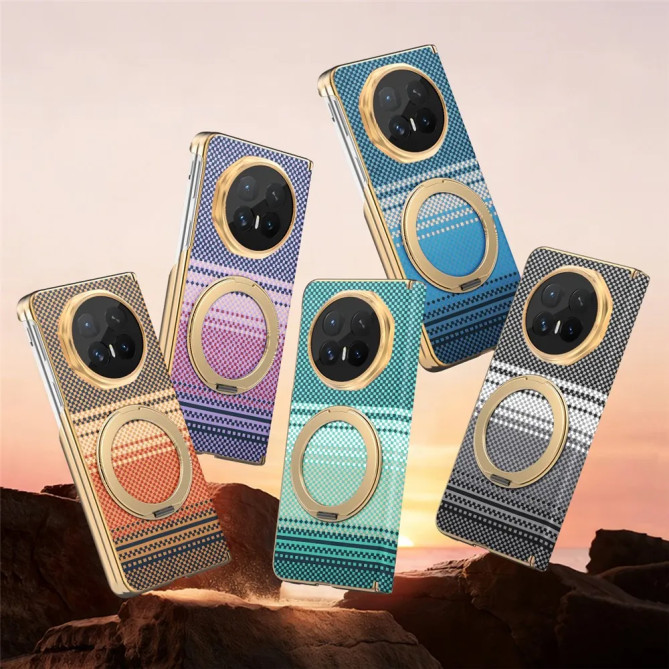 Coque Honor Magic V6 Tissée avec Anneau Rotatif et Cadre Doré