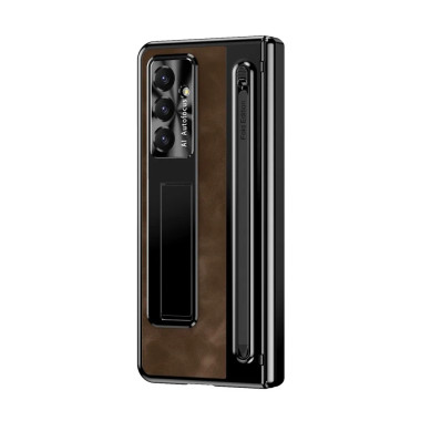 Coque Samsung Galaxy Z Fold 8 Ultra Simili Cuir avec Béquille Invisible et Stylet