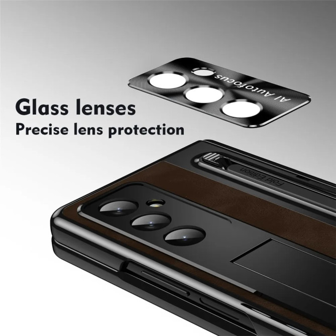 Coque Samsung Galaxy Z Fold 8 Ultra Simili Cuir avec Béquille Invisible et Stylet