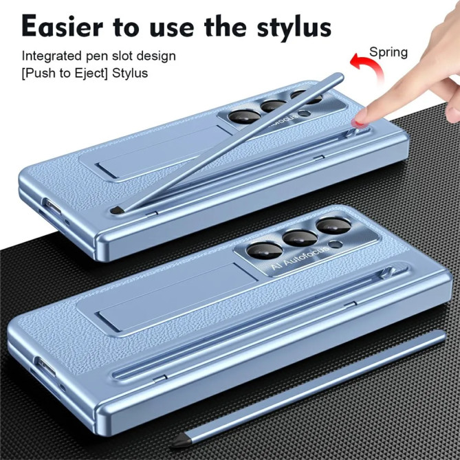 Coque Samsung Galaxy Z Fold 8 Ultra Simili Cuir avec Béquille et Stylet