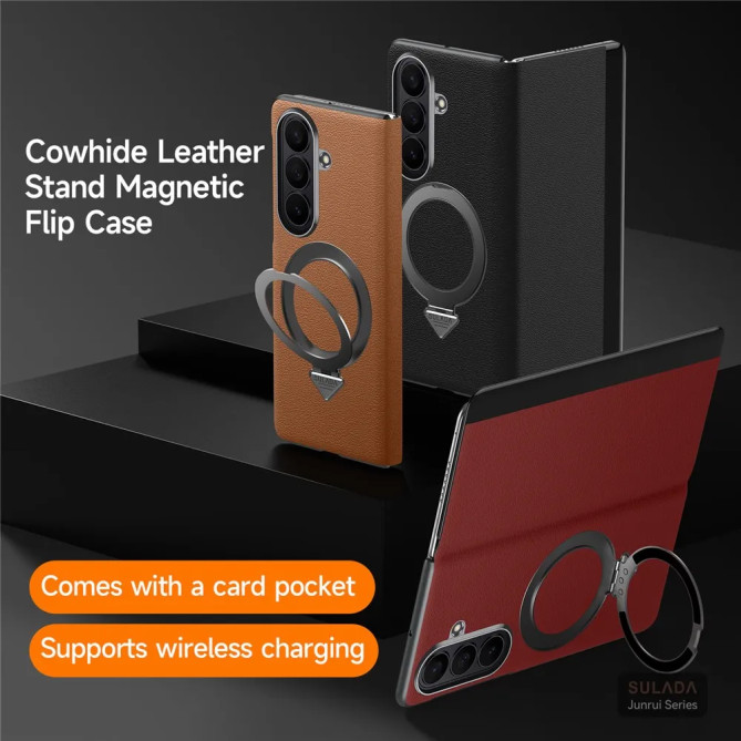 Coque Samsung Galaxy Z Fold8 Ultra Cuir Véritable Béquille Magnétique