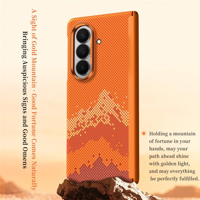 Coque Samsung Galaxy Z Fold 8 Ultra Magnétique Motif Montagne Dorée