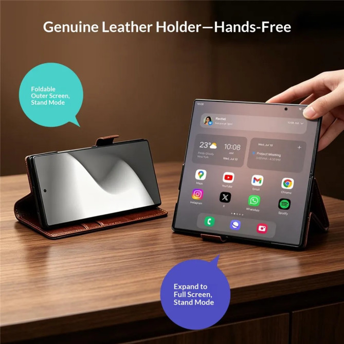 Étui Portefeuille Cuir Véritable Samsung Galaxy Z Fold 8 Ultra
