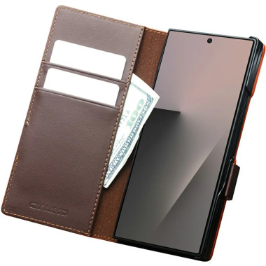 Housse Samsung Galaxy Z Fold 8 Ultra Cuir Véritable Lisse avec Support