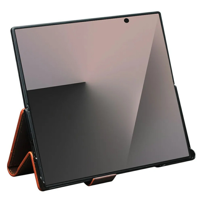 Housse Samsung Galaxy Z Fold 8 Ultra Cuir Véritable Lisse avec Support