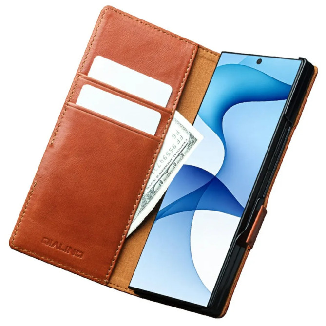 Housse Galaxy Z Fold 8 Ultra Cuir Ciré Portefeuille