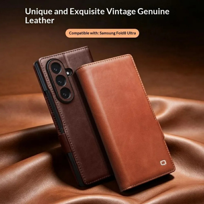 Housse Galaxy Z Fold 8 Ultra Cuir Ciré Portefeuille