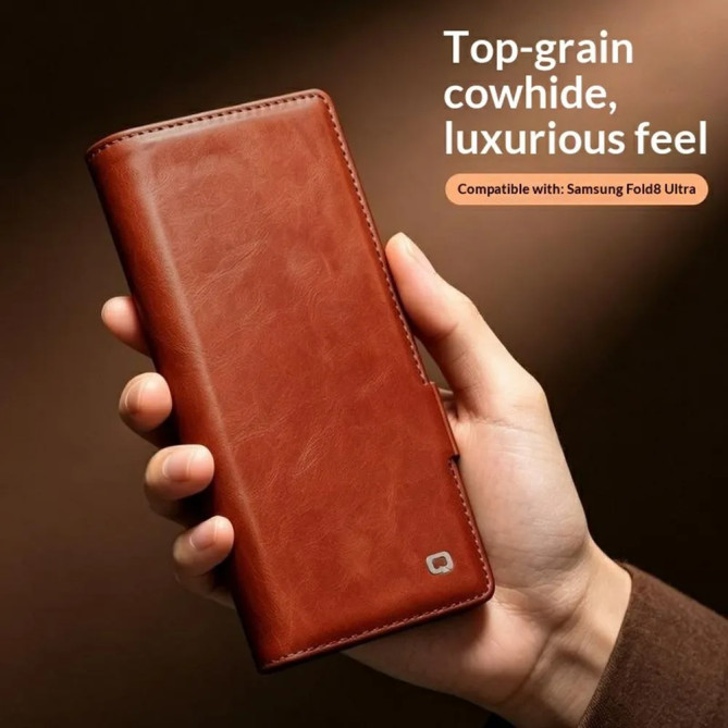 Housse Galaxy Z Fold 8 Ultra Cuir Ciré Portefeuille