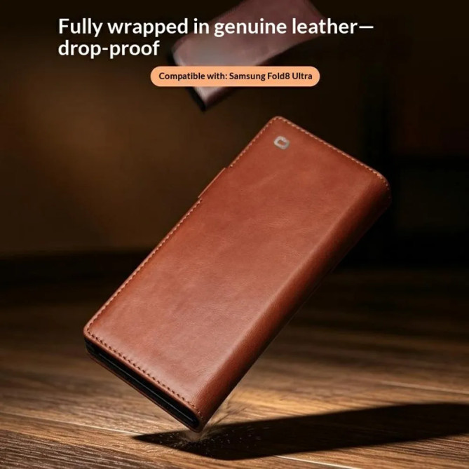 Housse Galaxy Z Fold 8 Ultra Cuir Ciré Portefeuille