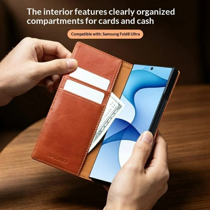 Housse Galaxy Z Fold 8 Ultra Cuir Ciré Portefeuille