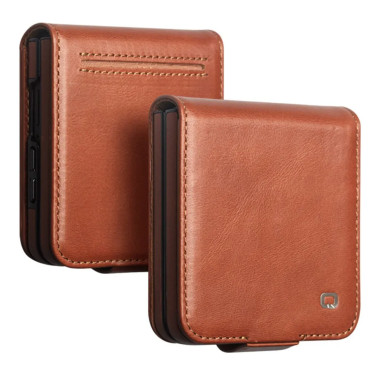 Housse Samsung Galaxy Z Flip 8 Cuir Véritable Ciré avec Porte-Cartes