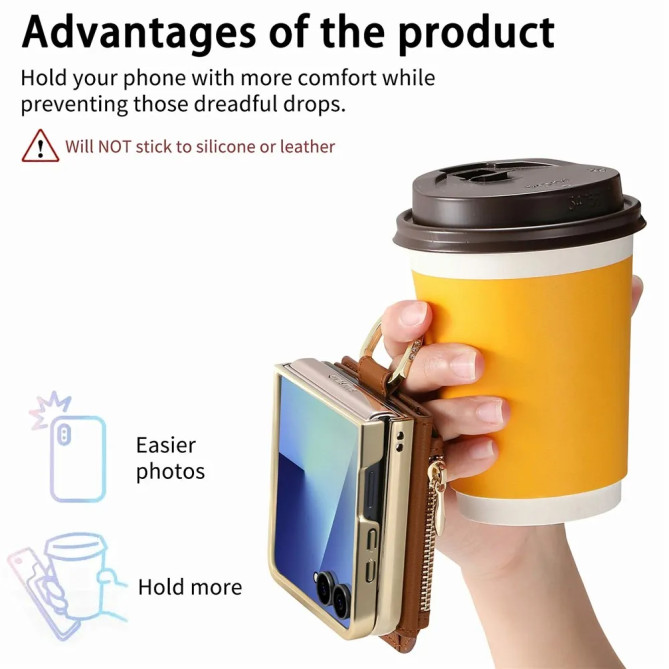 Housse Samsung Galaxy Z Flip 8 Portefeuille Zippée avec Support