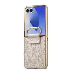 Coque Samsung Galaxy Z Flip 8 Fleur Relief avec Anneau