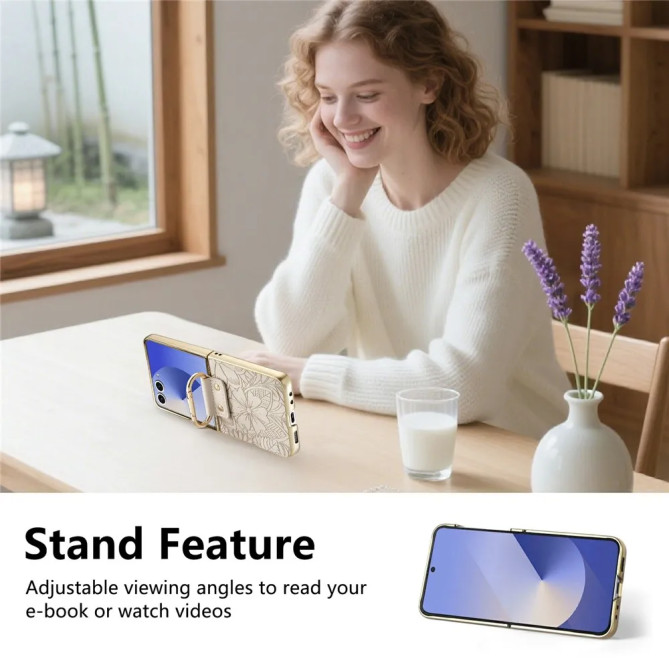 Coque Samsung Galaxy Z Flip 8 Fleur Relief avec Anneau